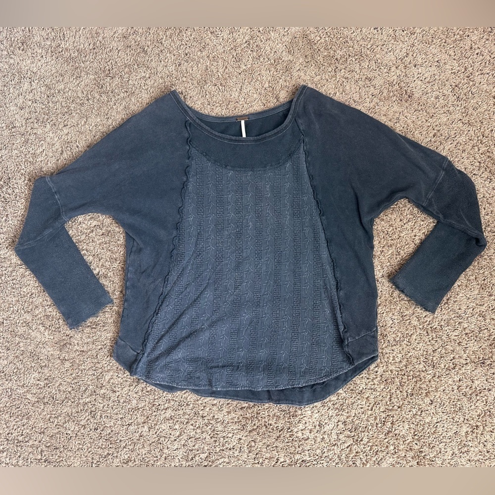 Free People Scoop Neck Charcoal Sweater